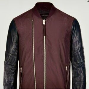 Burgundy and Black Bomber Jacket